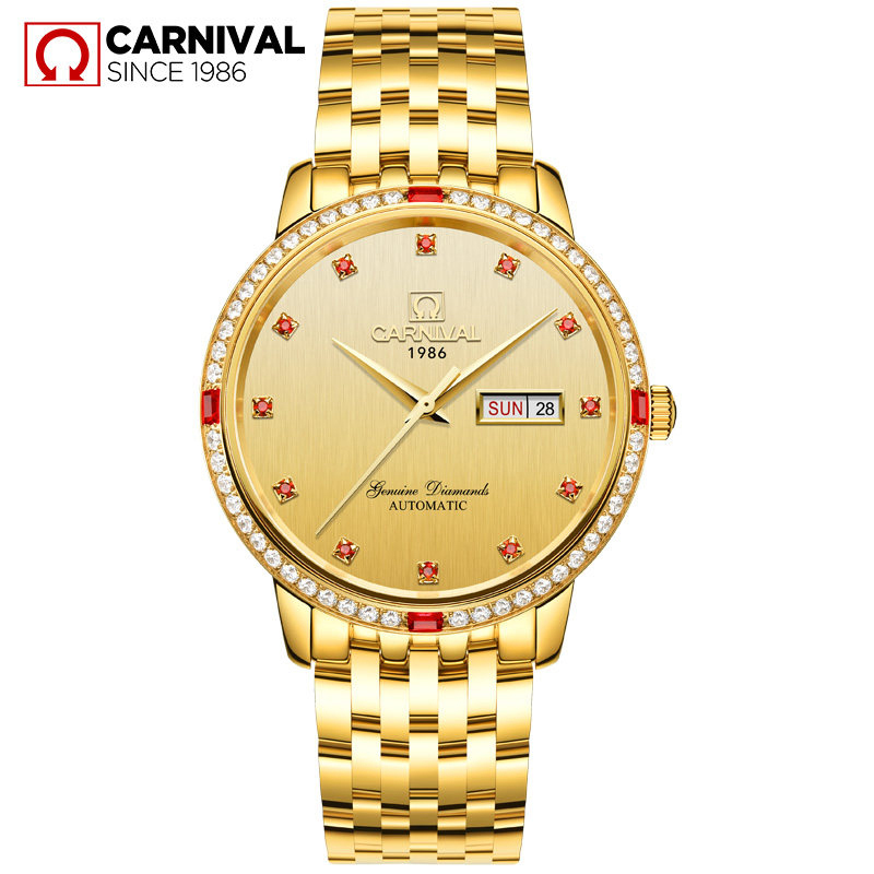正品瑞士嘉年华Carnival手表新款男士全自动机械表 男休闲时尚精钢透底防水腕表双日历简约表盘轻奢风尚8676高清大图