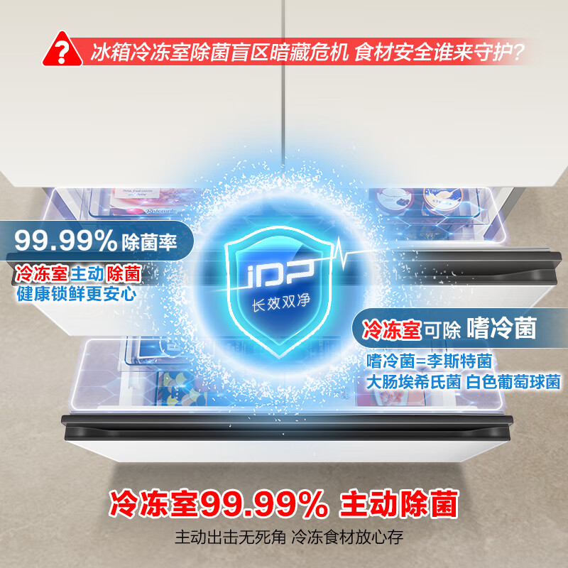 [官方正品]容声双净517L法式多门冰箱超薄零嵌入式一级能效风冷无霜大容量主动除菌净味白BCD-517WD2MPQLA高清大图