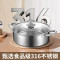 赫巴兹316不锈钢平底火锅锤纹物理不粘双耳炖汤燃气电磁炉通用
