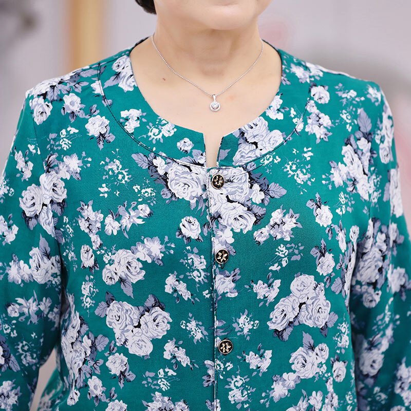 中老年夏装长袖两件套棉绸睡衣女奶奶衣服夏装7080岁女长袖套装