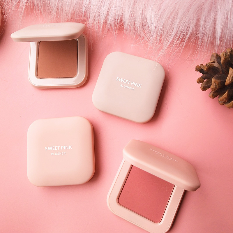 粉色安琪马卡龙单色腮红4g奶油杏仁