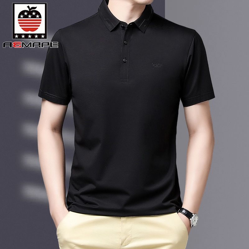 爱曼普正品男士棉POLO衫男中青老夏季休闲打底衫男大码爸爸装上衣