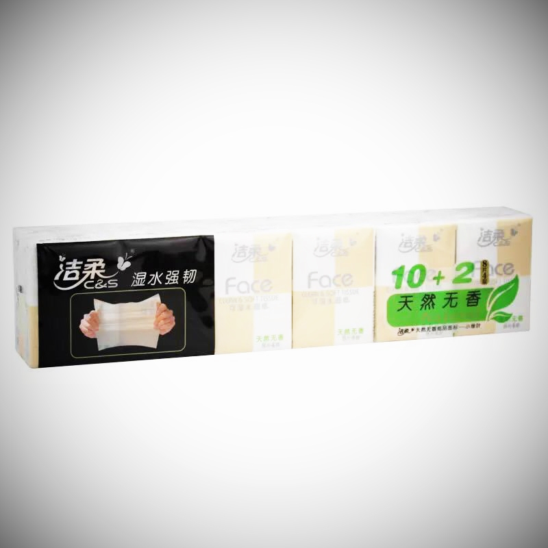 洁柔 自然无香可湿水PM075-12手帕纸 12包/提 36提/箱 1箱装