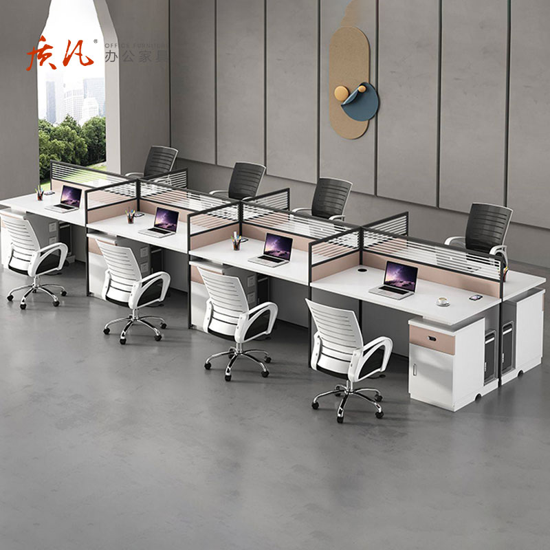 苏宁 质凡 办公家具 职员办公桌简约卡座隔断屏风员工位 并排双人位高清大图