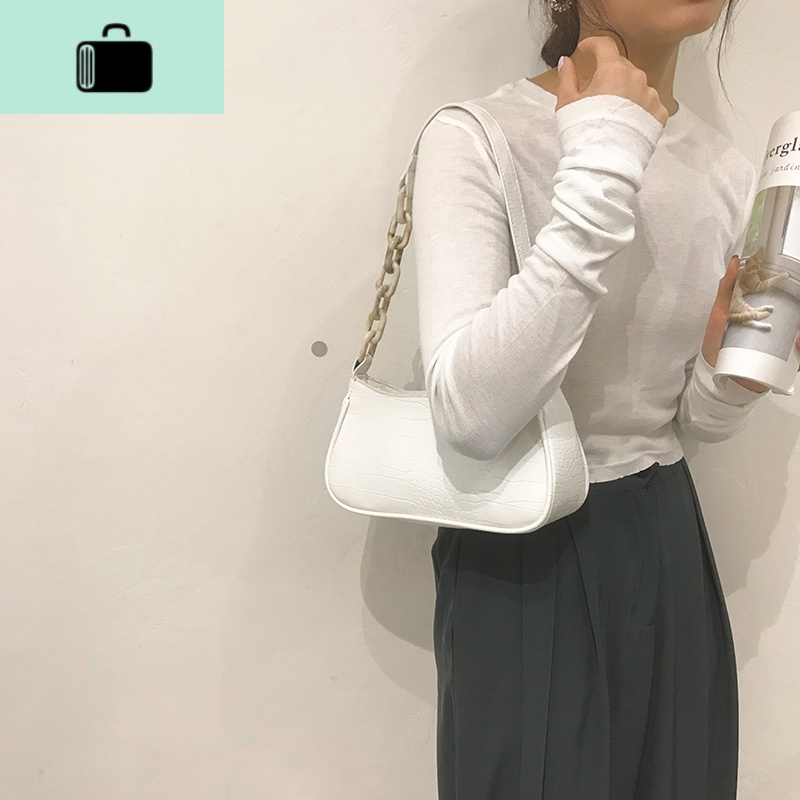 奶茶色亚克力腋下包法棍包女包包2020新款潮网红复古手提单肩包NEW LAKE女士单肩包