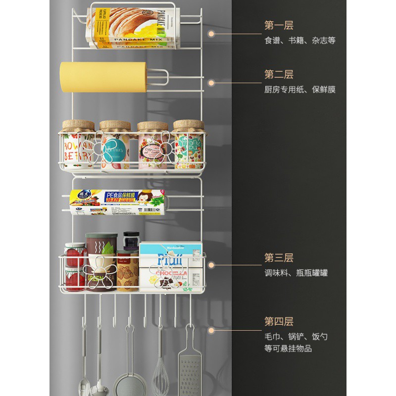 冰箱置物架侧收纳厨房用品冰箱侧壁挂架家用侧面多层保鲜膜收纳架收纳层架 三维工匠高清大图