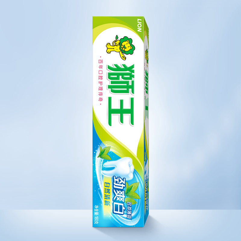 狮王 劲爽美白牙膏珍萃薄荷180g 自然珍萃深层美白牙齿祛除牙黄长效留香 nfh