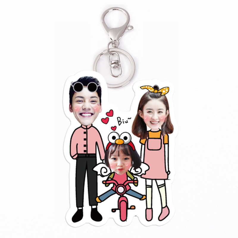 敬平情侣照片定制卡通钥匙链挂件汽车钥匙扣女款个性订做diy卡通公仔