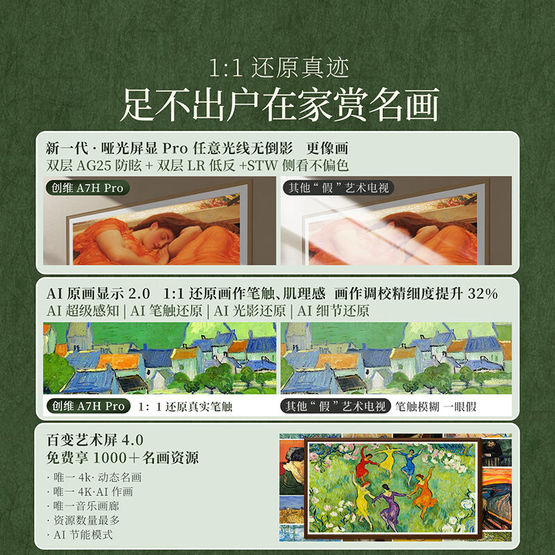 创维电视 100A7H Pro 100英寸壁纸电视Mini LED 4.1cm超薄无缝贴墙 超薄AI控光系统高清大图