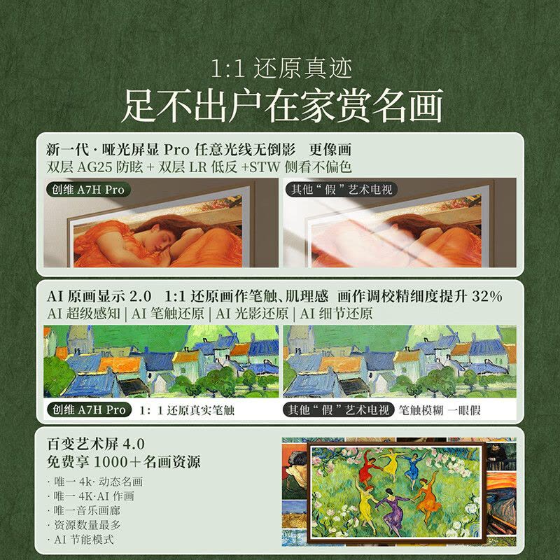 创维电视 100A7H Pro 100英寸壁纸电视Mini LED 4.1cm超薄无缝贴墙 超薄AI控光系统图片