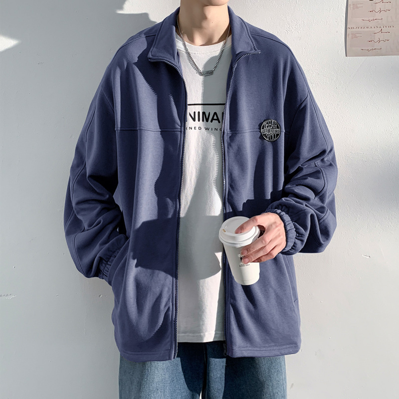 [2.5折价117元]唐狮男士外套男外套男款外套春上新男净色立领左胸贴标外套