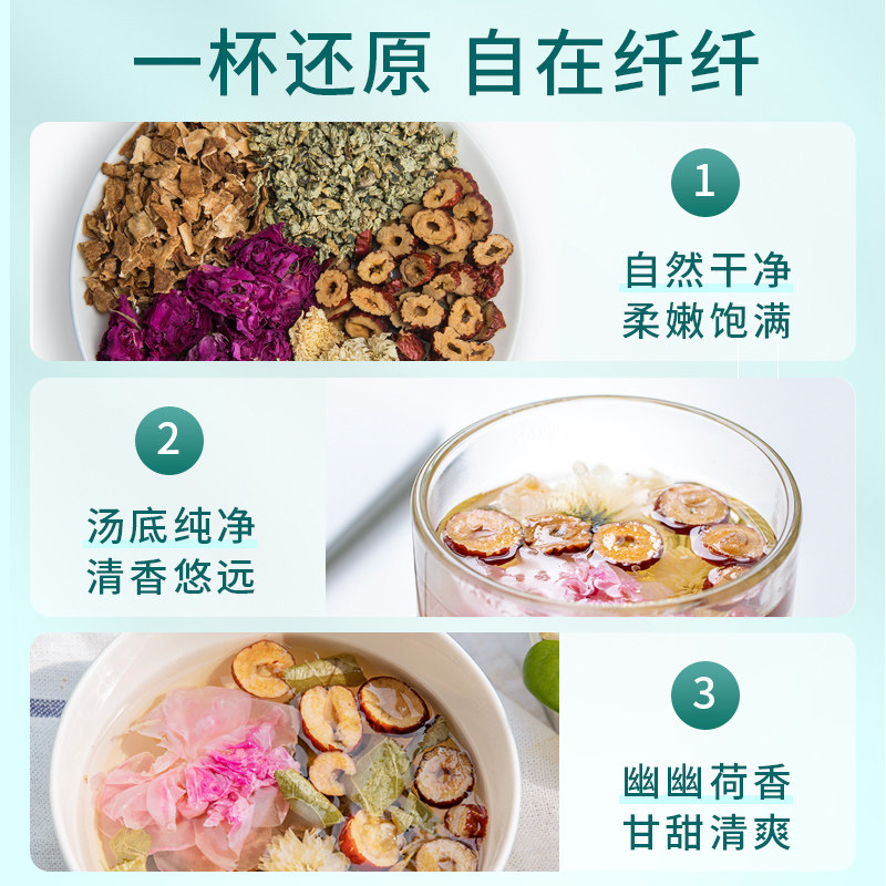 艺福堂冬瓜荷叶玫瑰茶 100g/盒高清大图