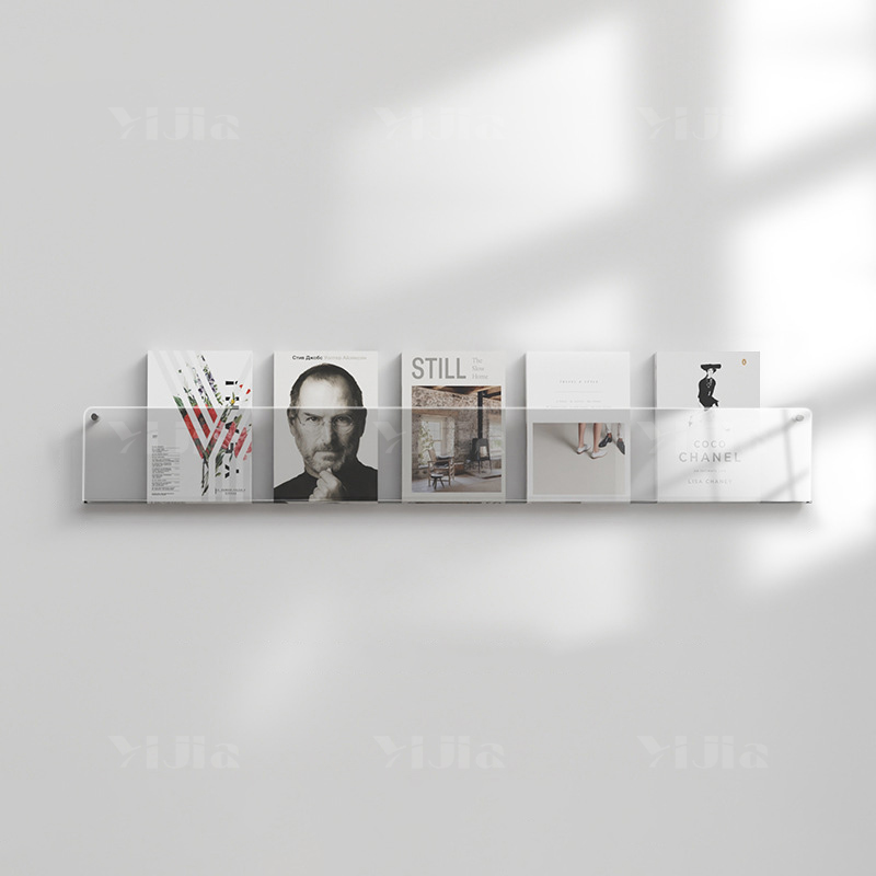 翌嘉YJ4123078 墙面壁挂书架透明亚克力免打孔U型创意展示架 120cm高清大图