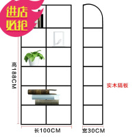 北欧loft实木置物架隔板美式铁艺框架子客厅办公室书架展示架收纳DF 100*30*188(实木隔板)壹德壹