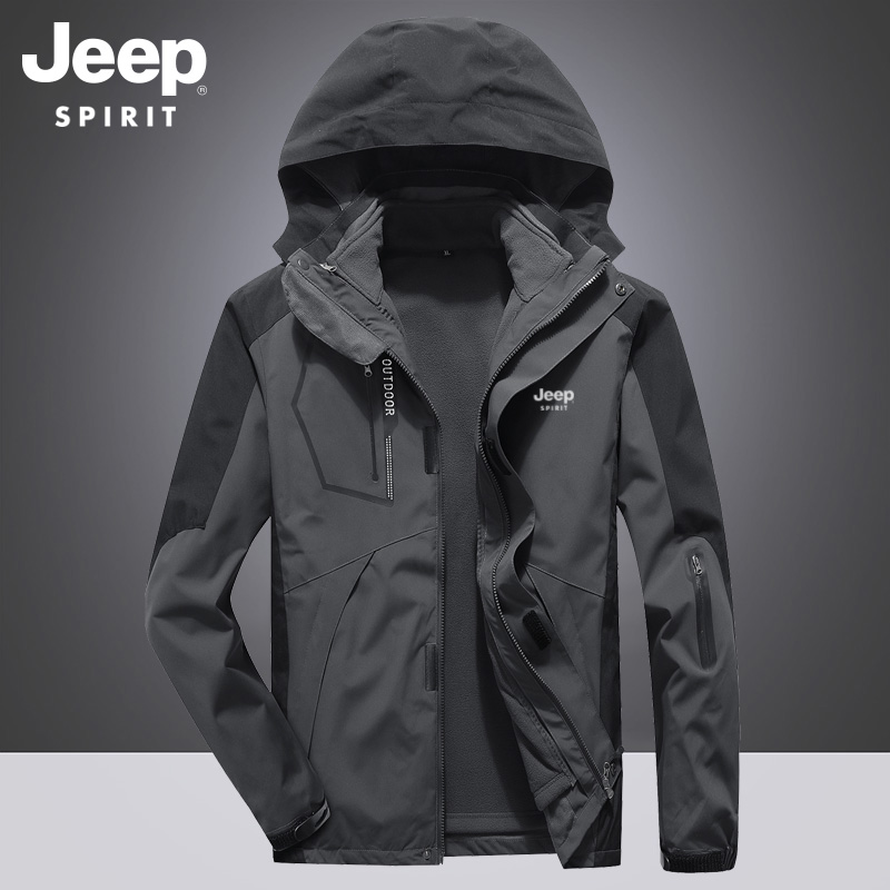 吉普冲锋衣男款外套春季三合一2025新款官方正品春秋爸爸夹克男士