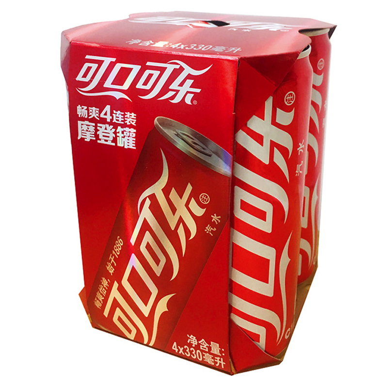 可口可乐摩登罐汽水碳酸饮料330mlx4x6组四连包整箱装