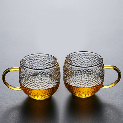 锤纹把手杯两个装 单只容量120ml 家用耐高温玻璃茶壶煮茶壶电陶炉烧水壶日式锤纹玻璃泡茶壶煮茶器