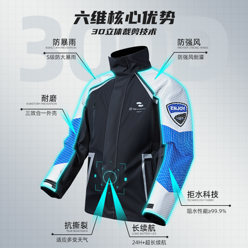 正雨摩托车电动车机车雨衣冲锋衣雨衣套装升级面料防暴雨防强风舒适透气雨衣9063高清大图