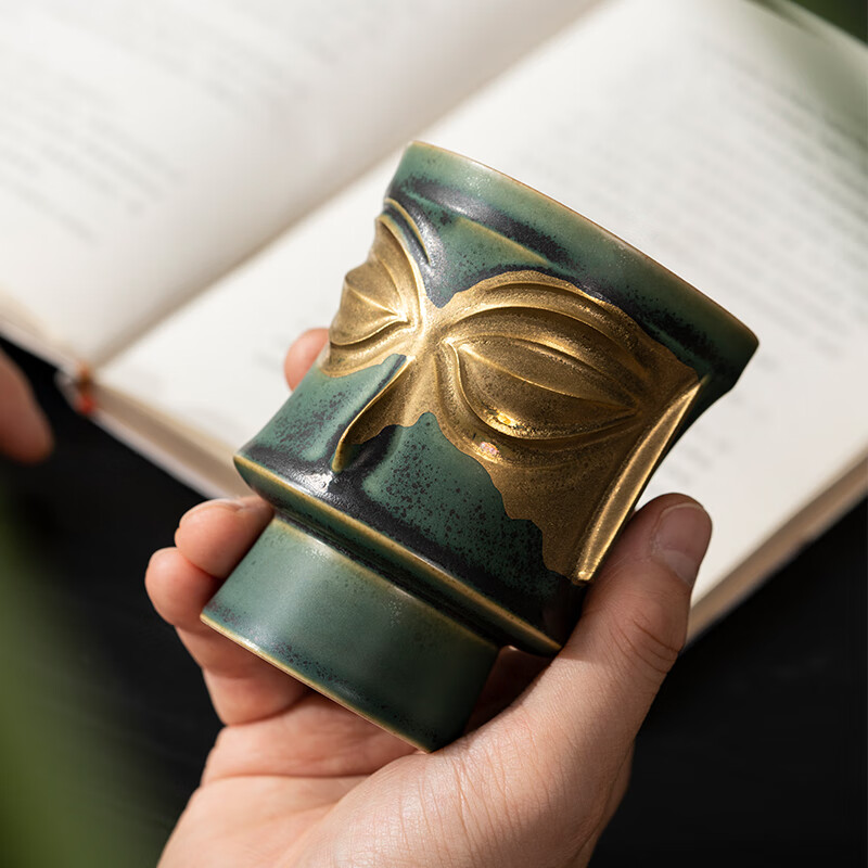 万仟堂茶杯 陶瓷高档办公杯个人专用马克杯功夫茶杯180ml 三星堆联名高清大图