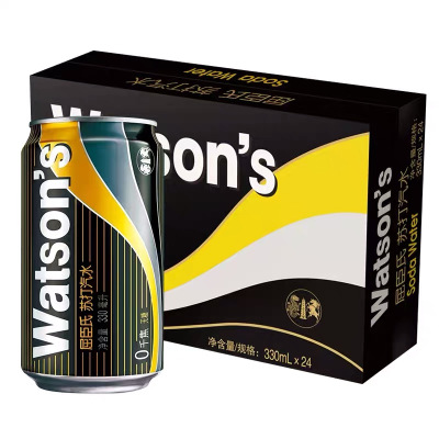 屈臣氏苏打水330ml*24瓶 屈臣氏苏打汽水 无糖 Watsons原味整箱装