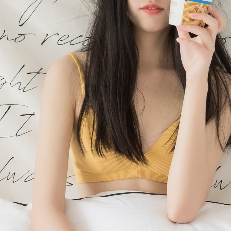 初花樱棉质胸罩无钢圈文胸胸法式抽条彩内衣