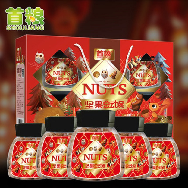 首粮(SHOULIANG)坚果总动员干果盒装6种组合坚果零食1350g