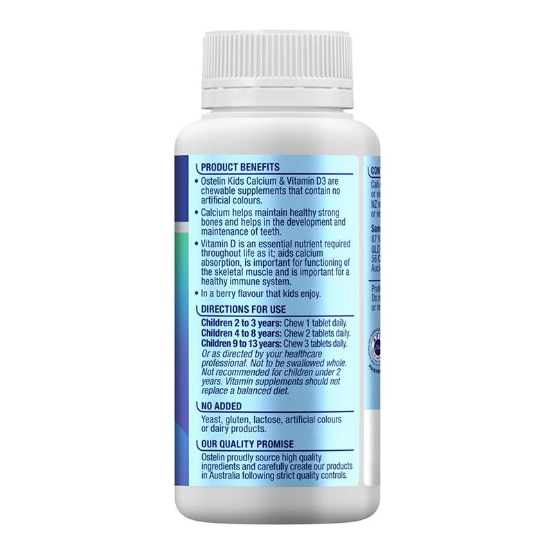 奥斯特林(OSTELIN)儿童钙片+VD咀嚼片90片/瓶 2岁以上宝宝补钙含维生素D恐龙钙 澳洲原装进口 效期26.8高清大图