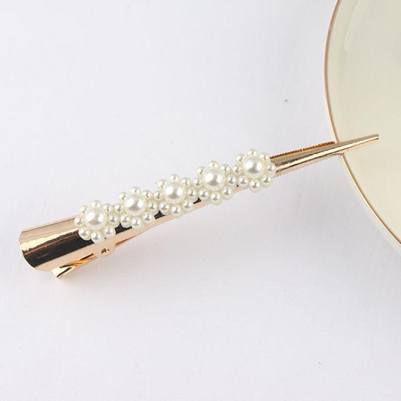 夹发夹黑色尖嘴夹抓夹后脑勺鸭嘴夹盘发夹子头饰发卡大号珍珠款牛角夹