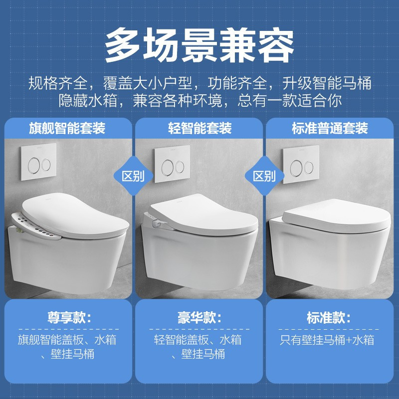 箭牌壁挂式马桶家用隐藏式水箱 入墙直冲式后排 嵌入式墙排挂墙马桶 悬空悬挂座便器