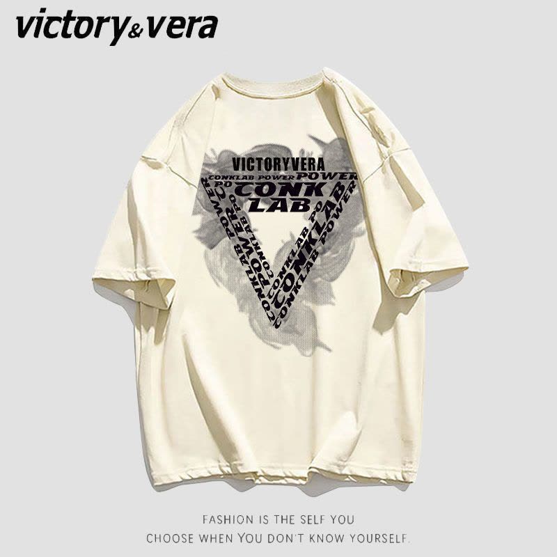 VICTORYVERA短袖t恤女2022夏季新款学生复古印花韩版宽松休闲上衣图片