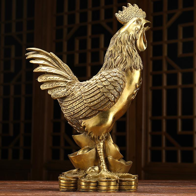 美帮汇铜鸡摆件 铜公鸡摆设铜元宝金鸡客厅装饰工艺摆件高清大图
