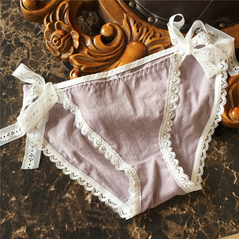 suntek日系少女内裤可爱棉女生系带性感低腰蕾丝边学生胖次三角软妹子