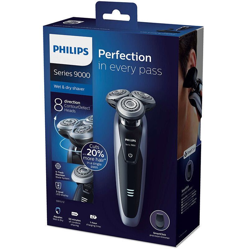飞利浦(PHILIPS)电动剃须刀 荷兰进口多功能理容全身水洗刮胡刀 送礼胡须刀S9000系列 S9111/12