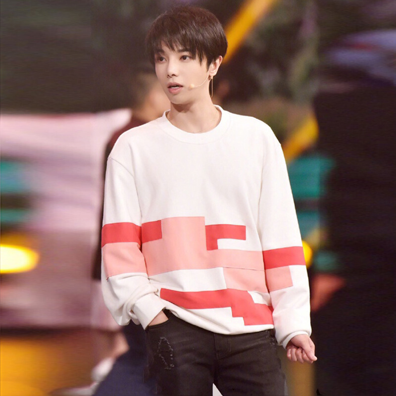 迪鲁奥diluao王牌对王牌花花华晨宇同款衣服女春季街头粉白条纹撞色