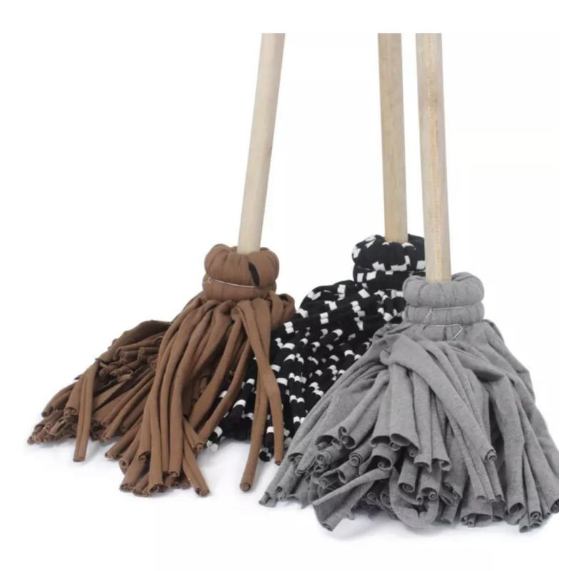 传统木柄圆头布条拖把5把装多色可选视频