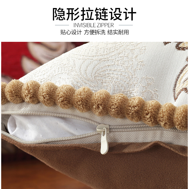 美帮汇欧式提花工艺沙发靠枕客厅飘窗家用抱枕绸缎面料腰枕含芯高清大图