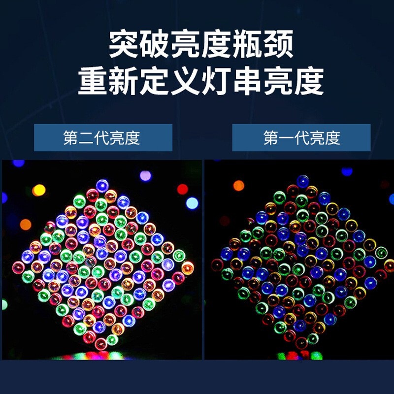 苏宁放心购 遥控太阳能led彩灯串户外防水花园庭院装饰圣诞节日满天星星串灯高清大图