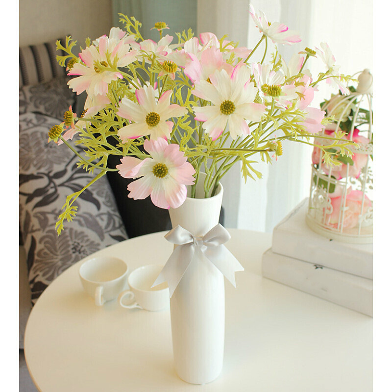 简约高陶瓷花瓶插花百合太阳花装饰餐桌客厅卧室花艺唯美绢花