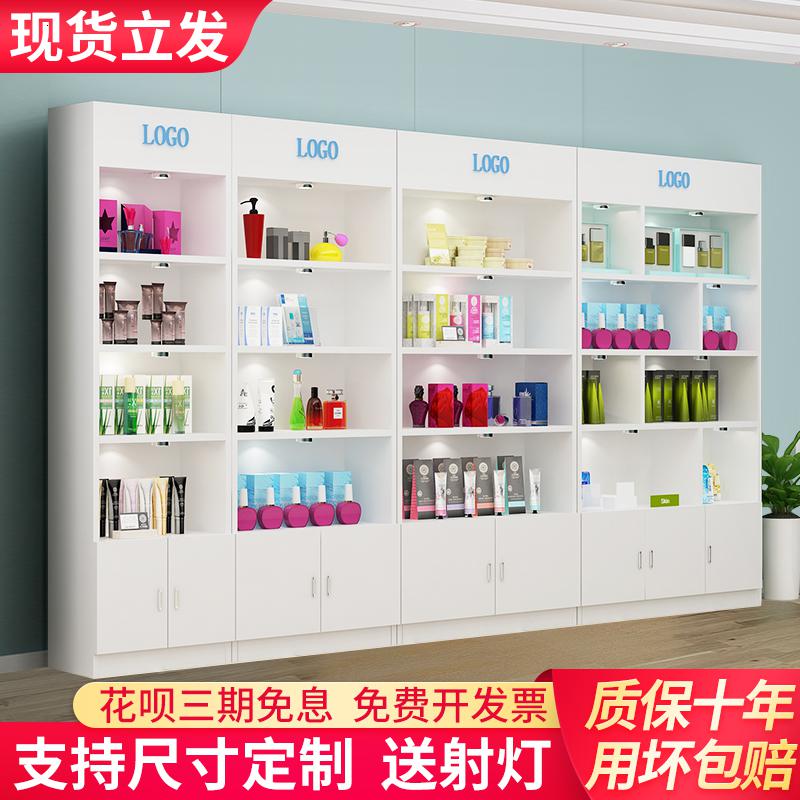 化妆品柜子展示柜货架精品陈列柜院产品展示柜置物架简约展柜 黑胡桃色200高*60长*24深