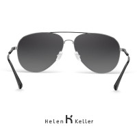 海伦凯勒(HELEN KELLER)海伦凯勒太阳镜开车蛤蟆镜时尚出街墨镜男H1284- P01 枪灰色框渐进深灰