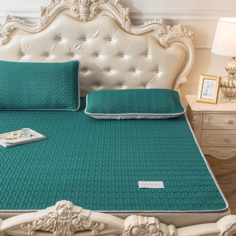 家柏饰(CORATED)家用泰国乳胶凉席三件套天丝空调软席子1.5冰丝1.8m床水洗夏季1.2 青绿 0.9m床