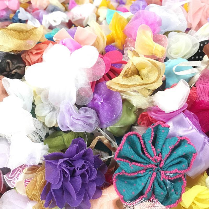 一斤多款称斤纱花朵绢花玫瑰花蕊diy手工娃衣发饰服装包装材 [迷你25对]蝴蝶结]随机发
