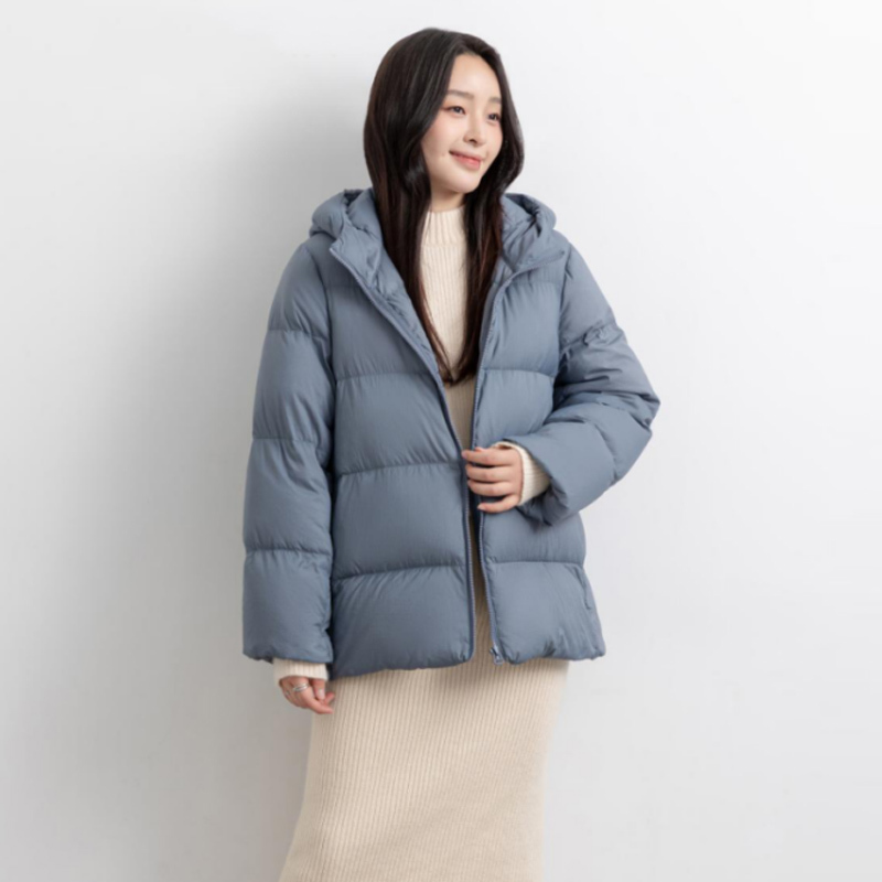 鸭鸭90鸭绒羽绒服女短款小个子2023年秋冬新款连帽百搭保暖外套