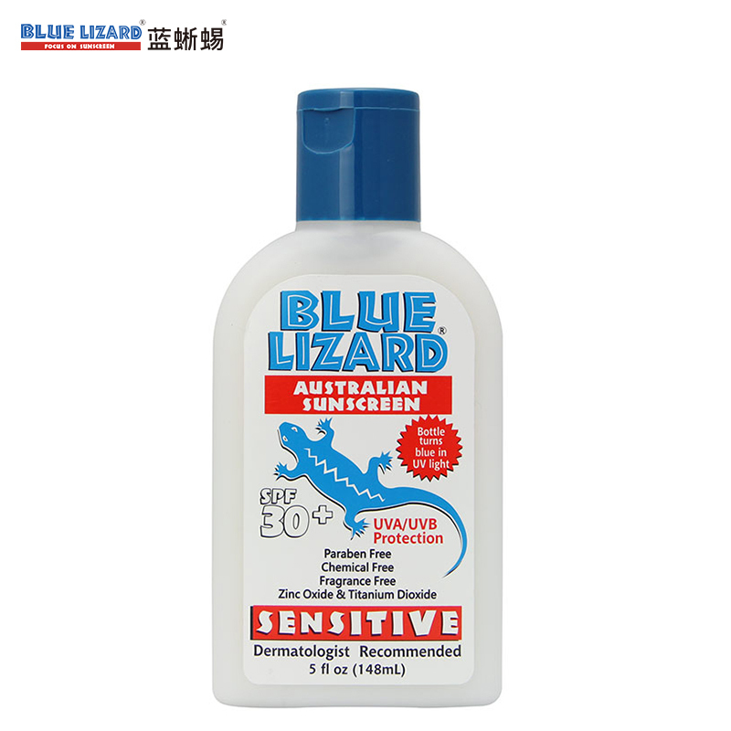 蓝蜥蜴BLUE LIZARD 抗红血丝物理防晒乳 148ml SPF30+ 温和防晒 遇紫外线变色 婴儿防晒