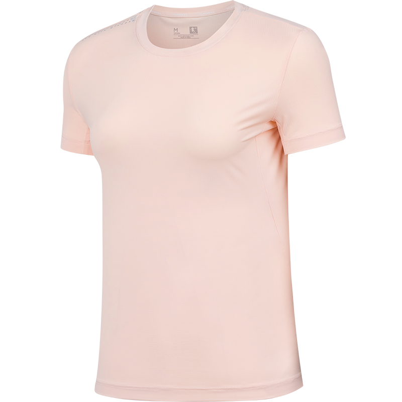 乔丹(QIAODAN) 女款针织短袖T恤衫 夏季速干冰感防晒衣KHS32251154 薄纱粉L高清大图