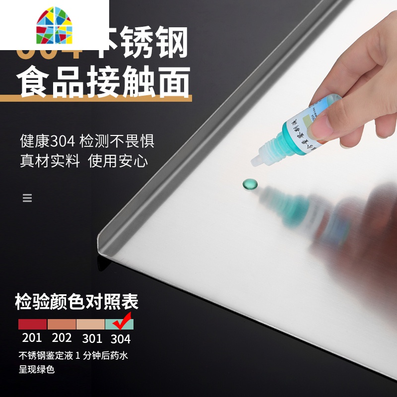 食品级不锈钢切菜板擀面板和面板烘焙揉面案板切菜板厨房家用 FENGHOU 折一边长80*50宽*1.5厚mm砧板高清大图