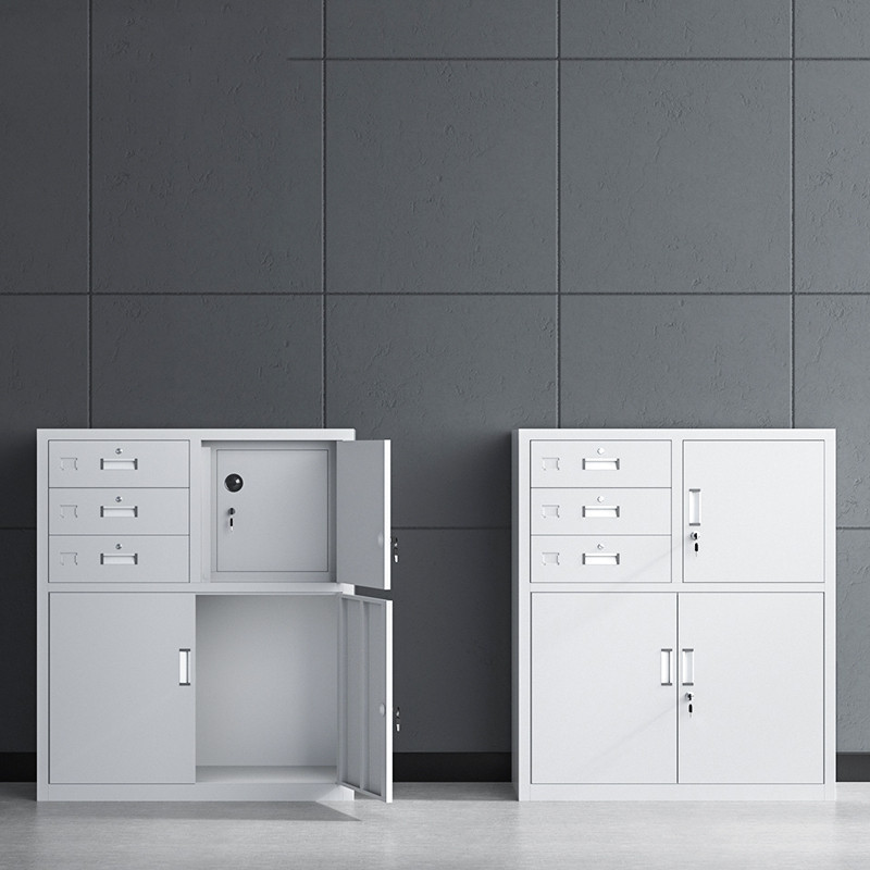 沃盛 办公文件柜 档案柜铁皮柜书柜资料整理柜子 偏三斗下节柜 850*390*1000