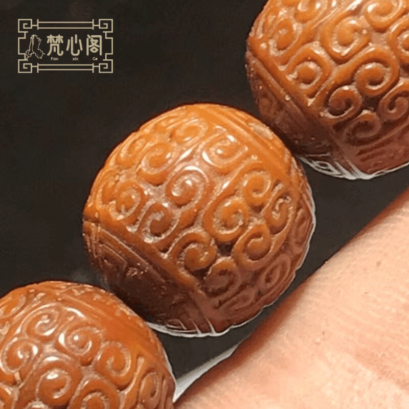 [梵心阁]印尼紫金鼠14-15mm*13颗 雕刻款 回纹珠 夏季男士文玩 菩提子手串佛珠不怕油不怕汗图片