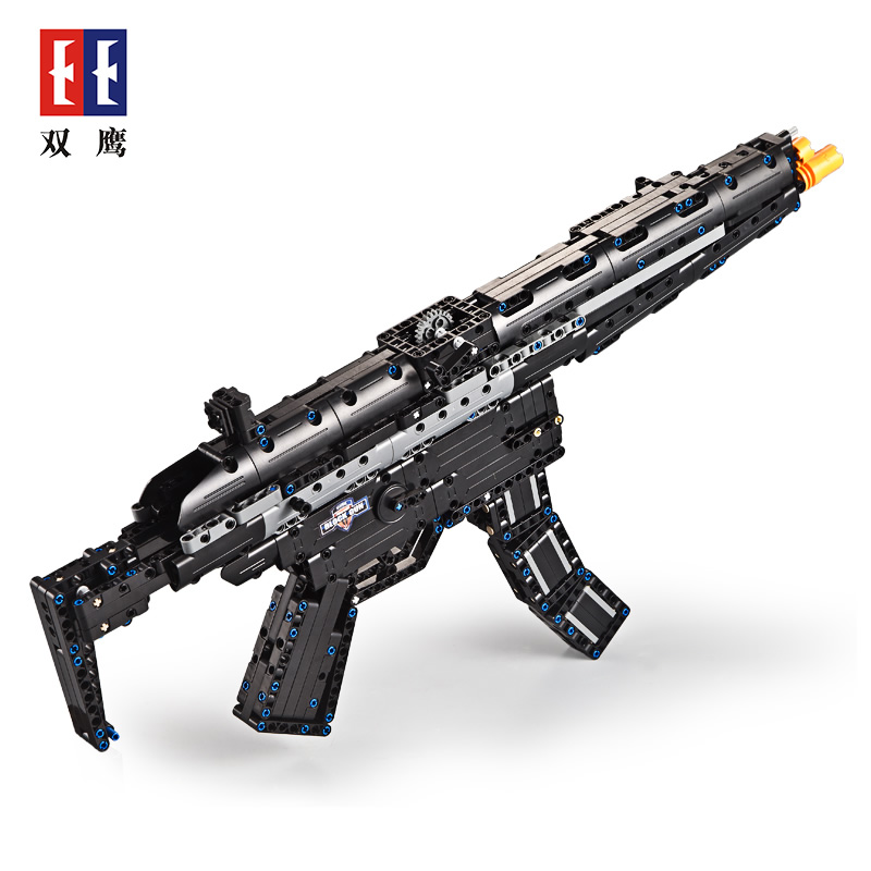 双鹰杠杆式弹枪可发射积木枪兼容乐高塑料积木枪软弹枪弹枪益智拼装