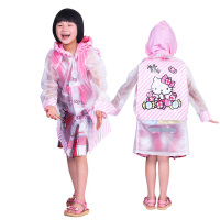 凯蒂猫HelloKitt糖糖果儿童雨衣雨披女童带书包位加厚卡通小学生幼儿园充气连体PVC材质防水面料雨具蓝色单个装